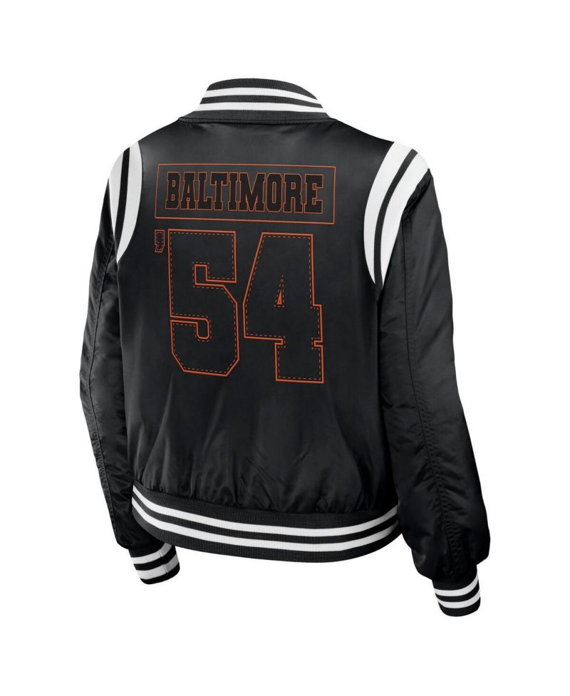 Women's Black Baltimore Orioles Football Bomber Jacket