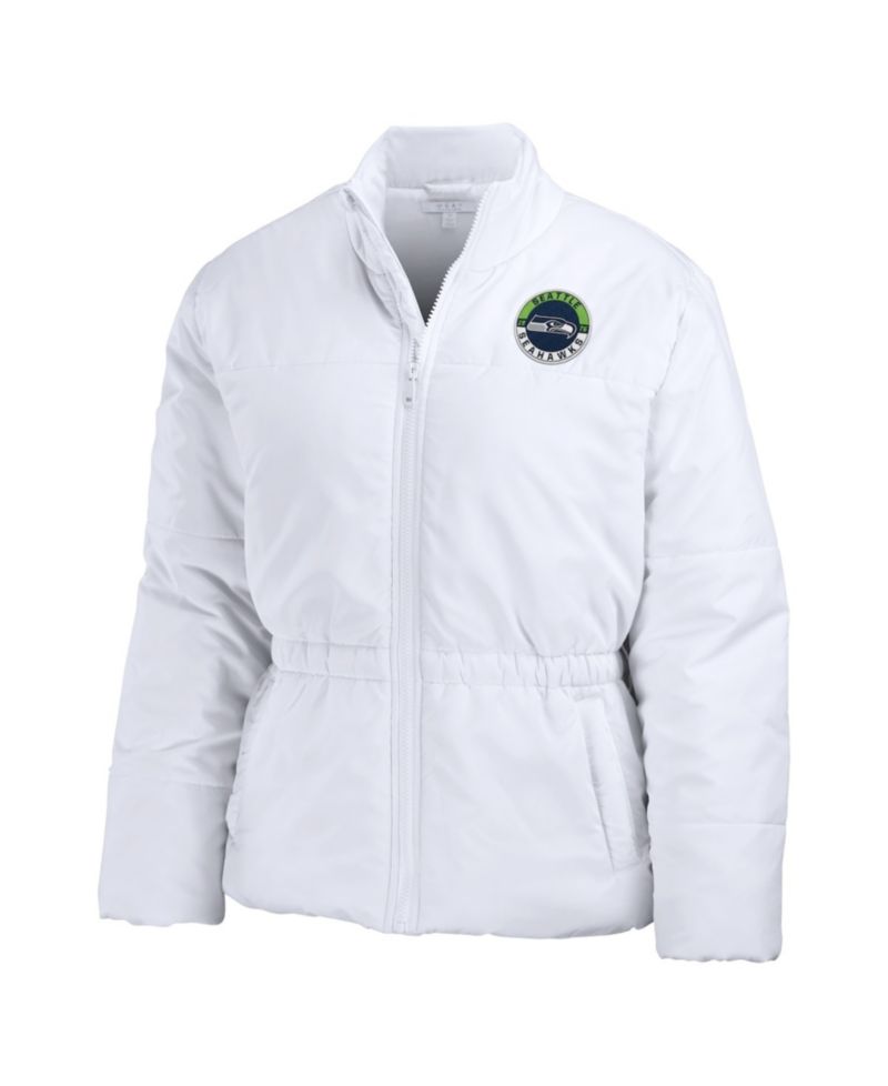 Women's White Seattle Seahawks Packaway Full-Zip Puffer Jacket