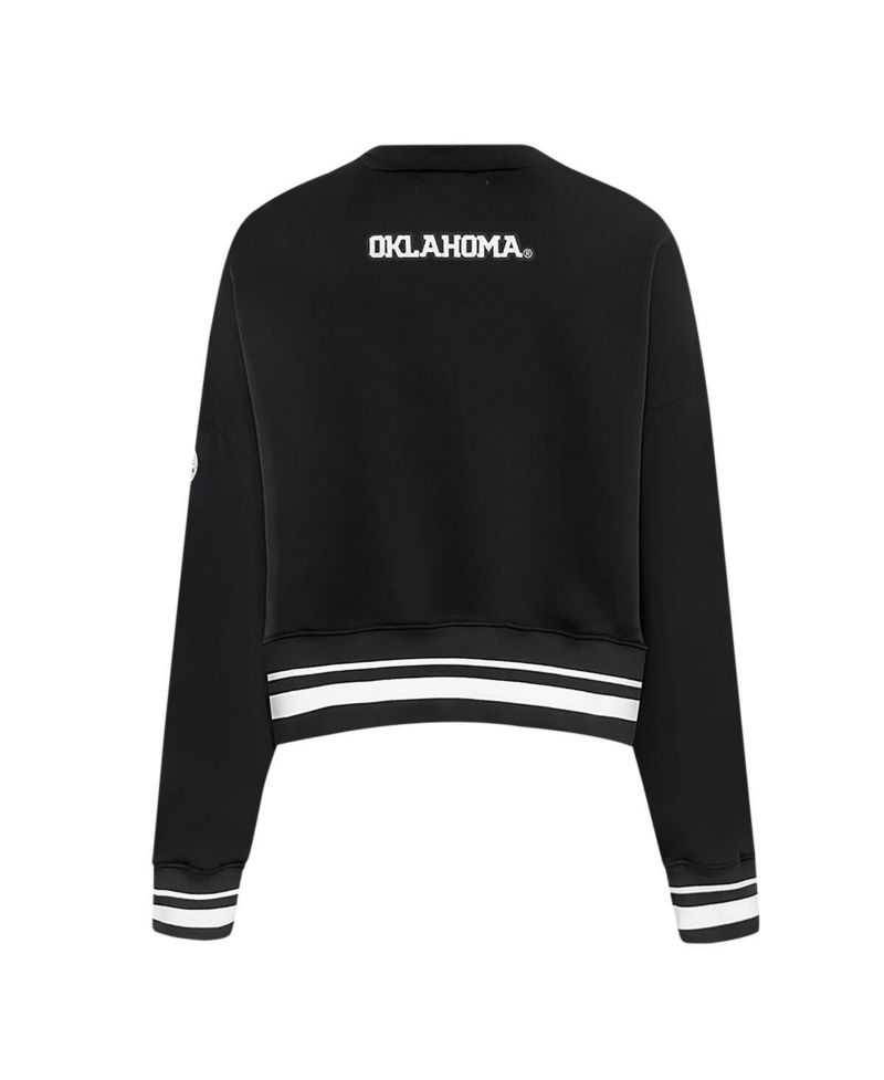 Women's Black Oklahoma Sooners Cropped Pullover Sweatshirt