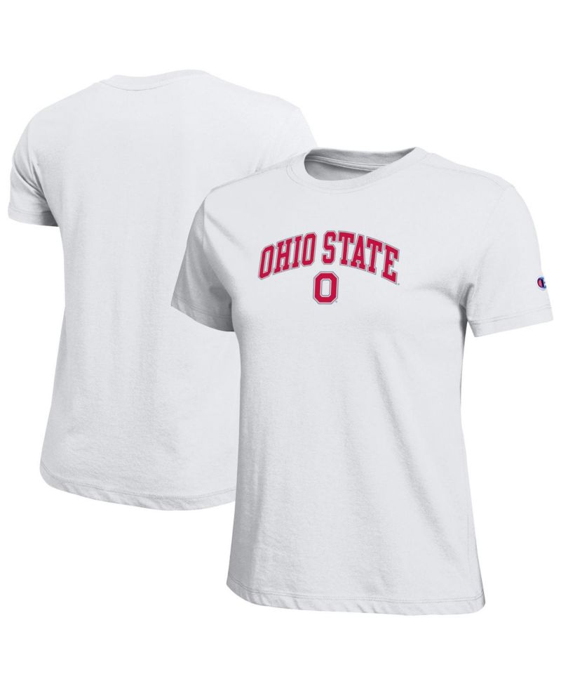 Women's White Ohio State Buckeyes Arched Over Logo T-Shirt