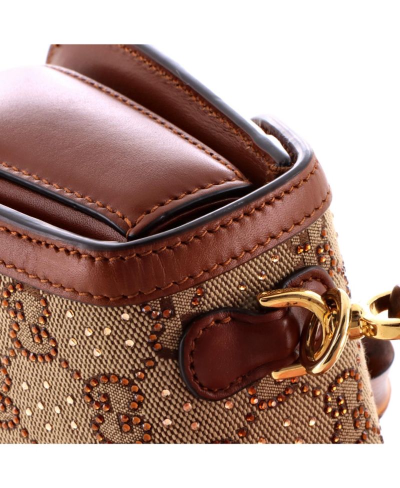 Mini Bamboo 1947 Top Handle Bag Crystal Embellished GG Canvas