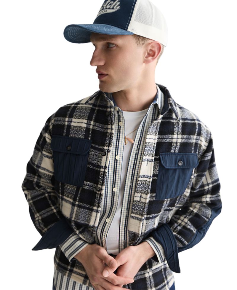 Men's Patchwork Relaxed-Fit Shacket