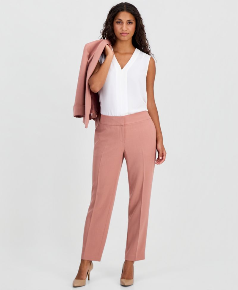 Petite Mid Rise Straight-Leg Pants