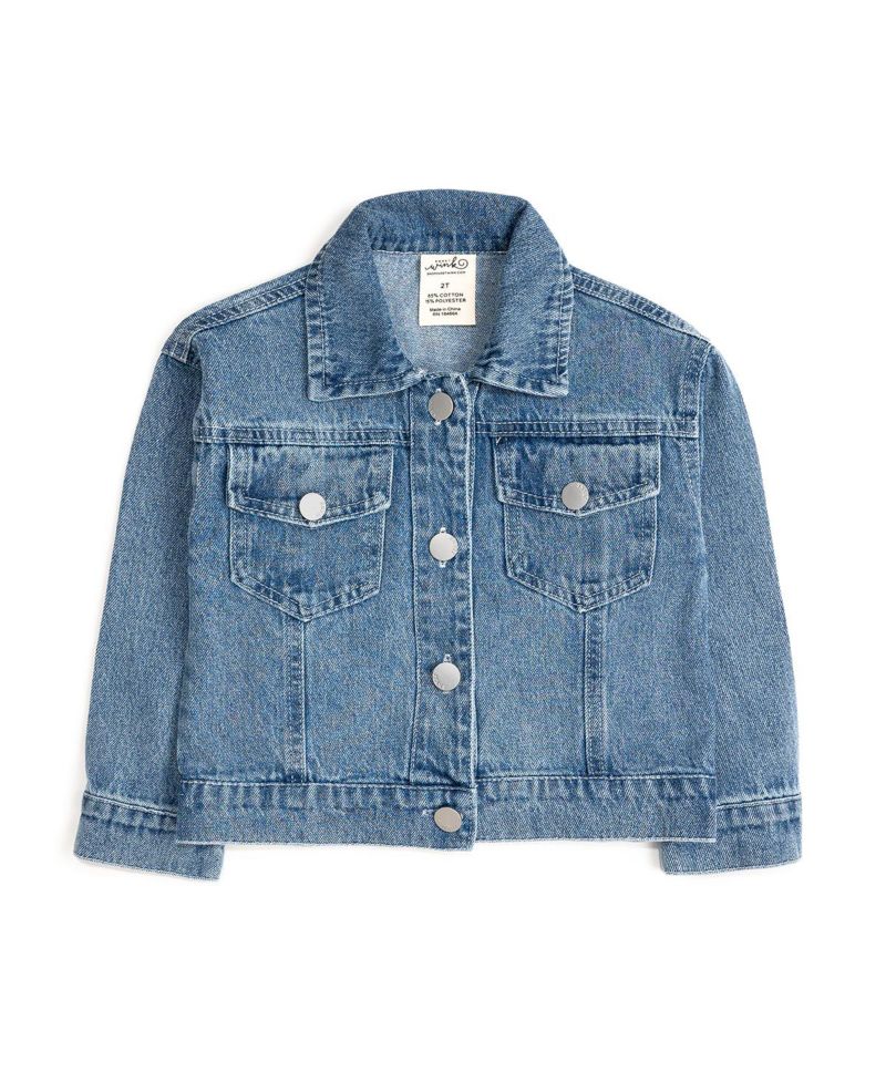 Little Girl 's 5 -8 Cheer Bow Patch Denim Jacket