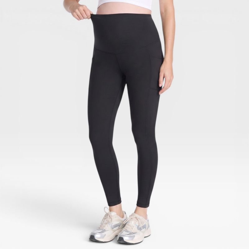 Women's High Waist Over the Belly Active Pocket Ankle Legging - 2-pack - Motherhood