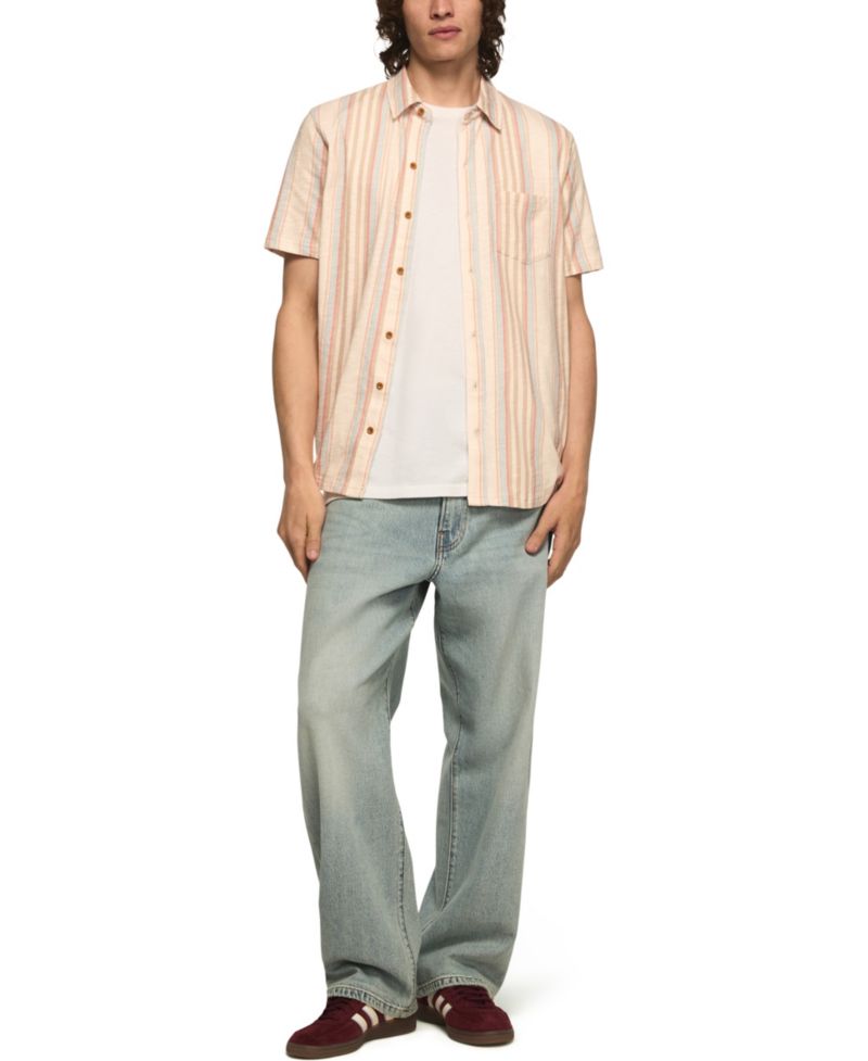 Men's Stripe Spread Collar Button-Down Shirt