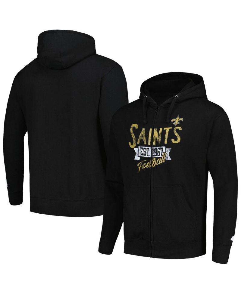 Men's Black New Orleans Saints Domestic Post Season Full-Zip Hoodie