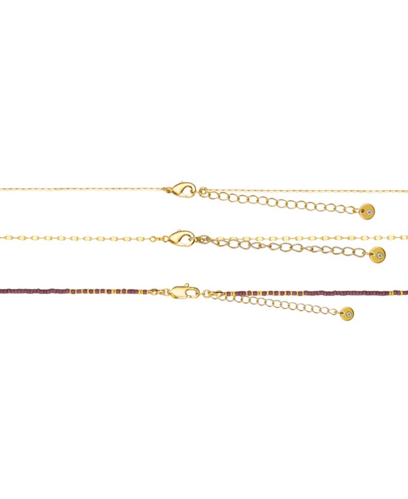Multi Purple Agate Stone and Cubic Zirconia Layered Necklace Set