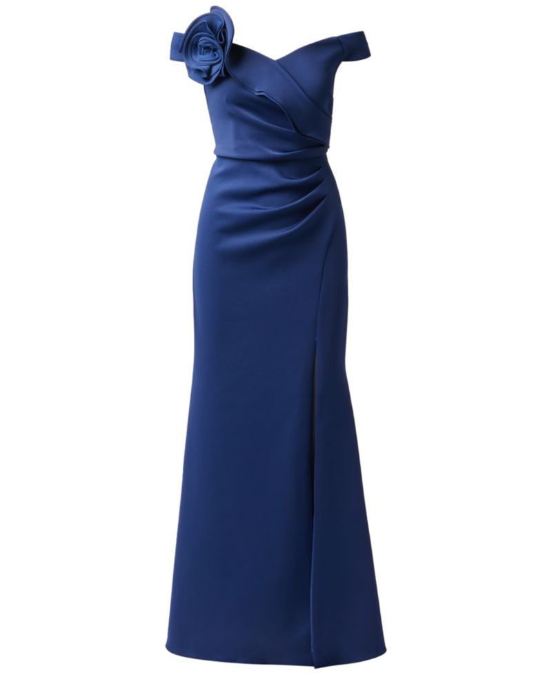 Women's Off-the-Shoulder Scuba Gown Dress