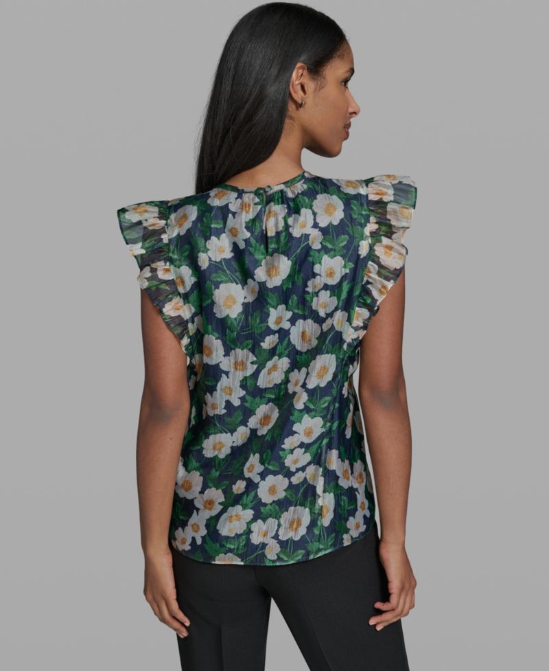 Women's Printed Organza sleeveless Blouse