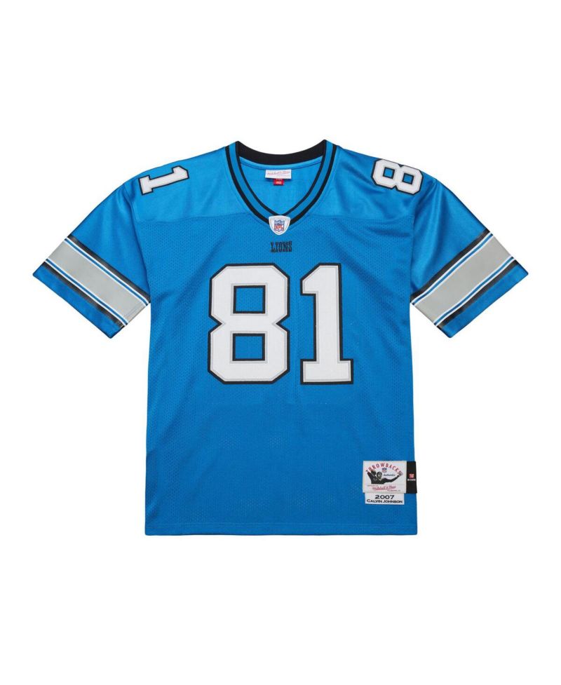 Men's Calvin Johnson Blue Detroit Lions 2007 Authentic Throwback Retired Player Jersey