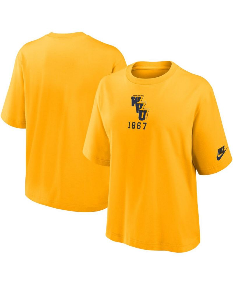 Women's Gold West Virginia Mountaineers Boxy Legacy Established T-Shirt