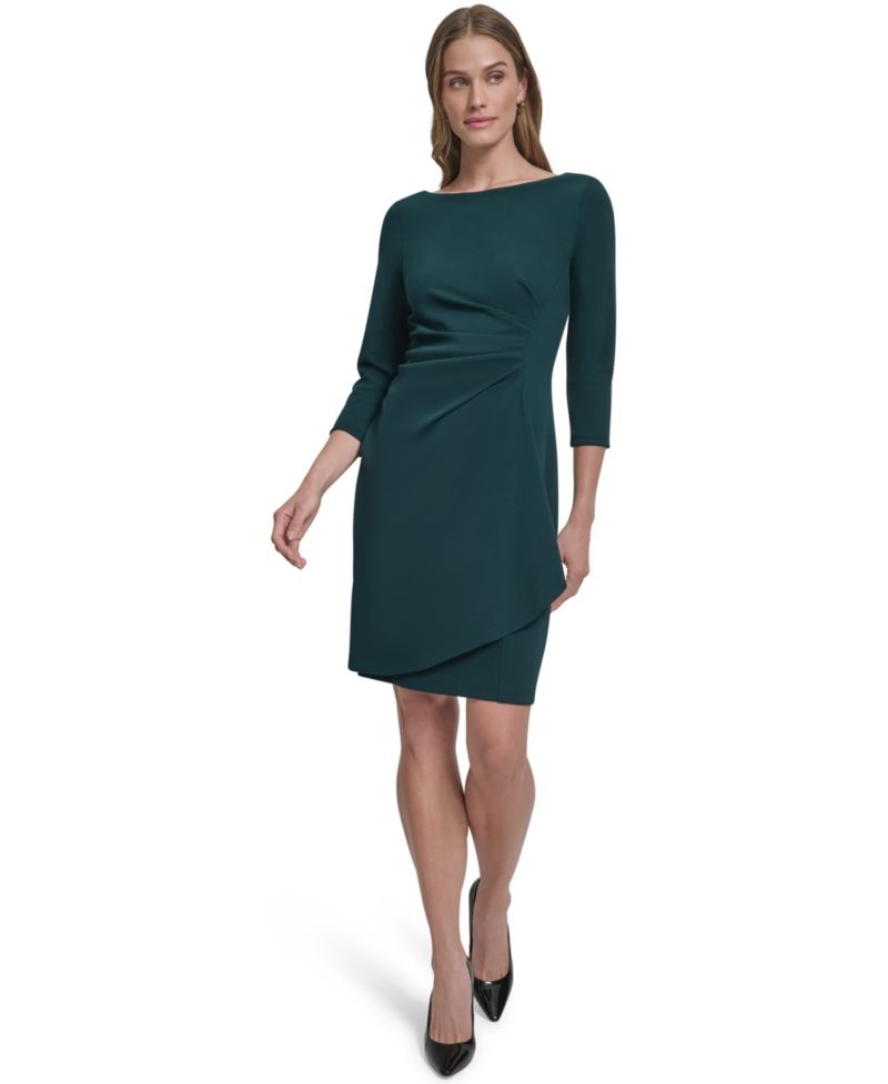 Women's 3/4-Sleeve Ruched Short Dress