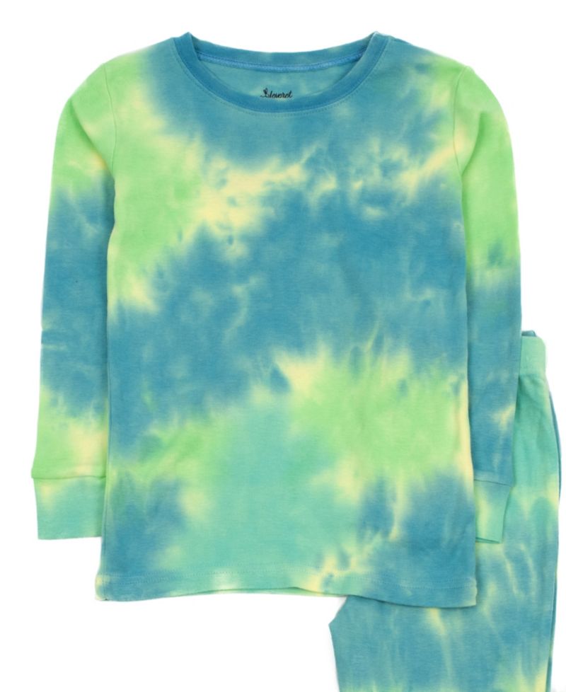 Toddler Matching Family Two Piece Cotton Long Sleeve Tie Dye Pajamas 2T-5T