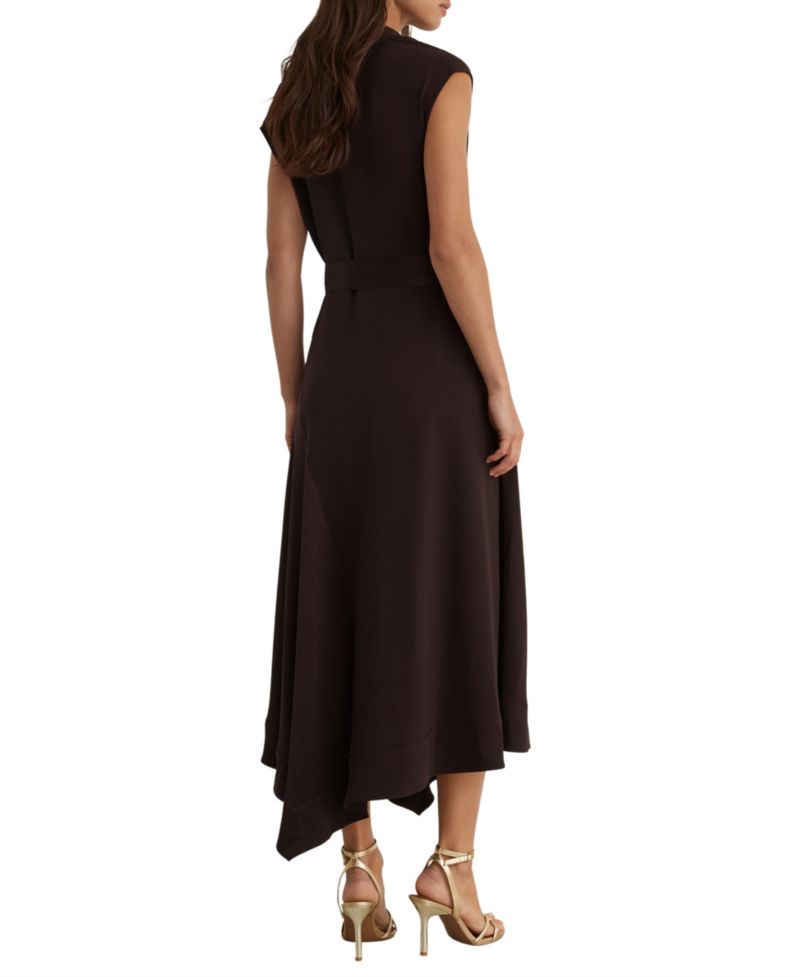 Women's Justine Cowl-Neck Tie-Waist Handkerchief-Hem Midi Dress