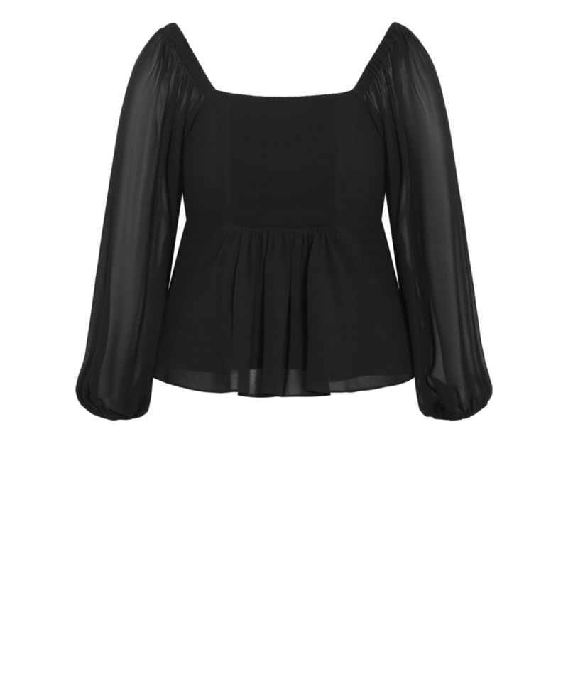 Plus Size Shayla Long Balloon-Sleeve Frill Top
