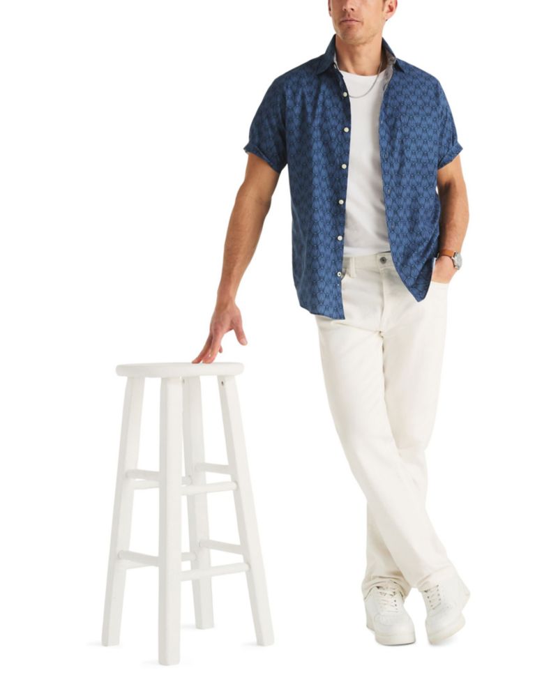 Men's Short-Sleeve Shell Print Shirt
