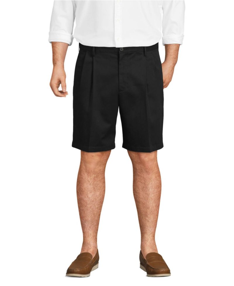 Men's No Iron 9" Comfort Waist Pleated Front Chino Short