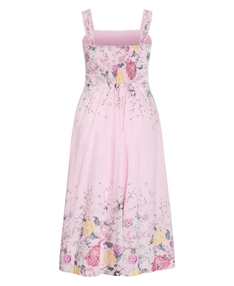 Plus Size Chelsea Floral-Print Scallop-Trim Square Neck Maxi Dress
