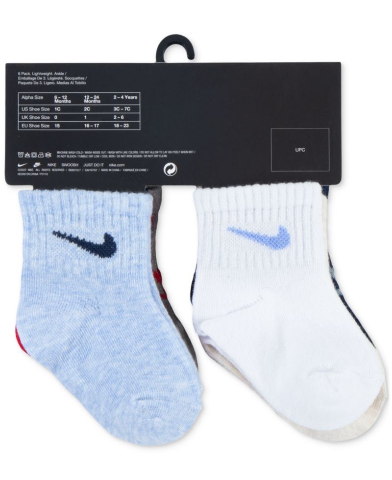 Baby and Toddler Swooshfetti Ankle Socks, Pack of 6