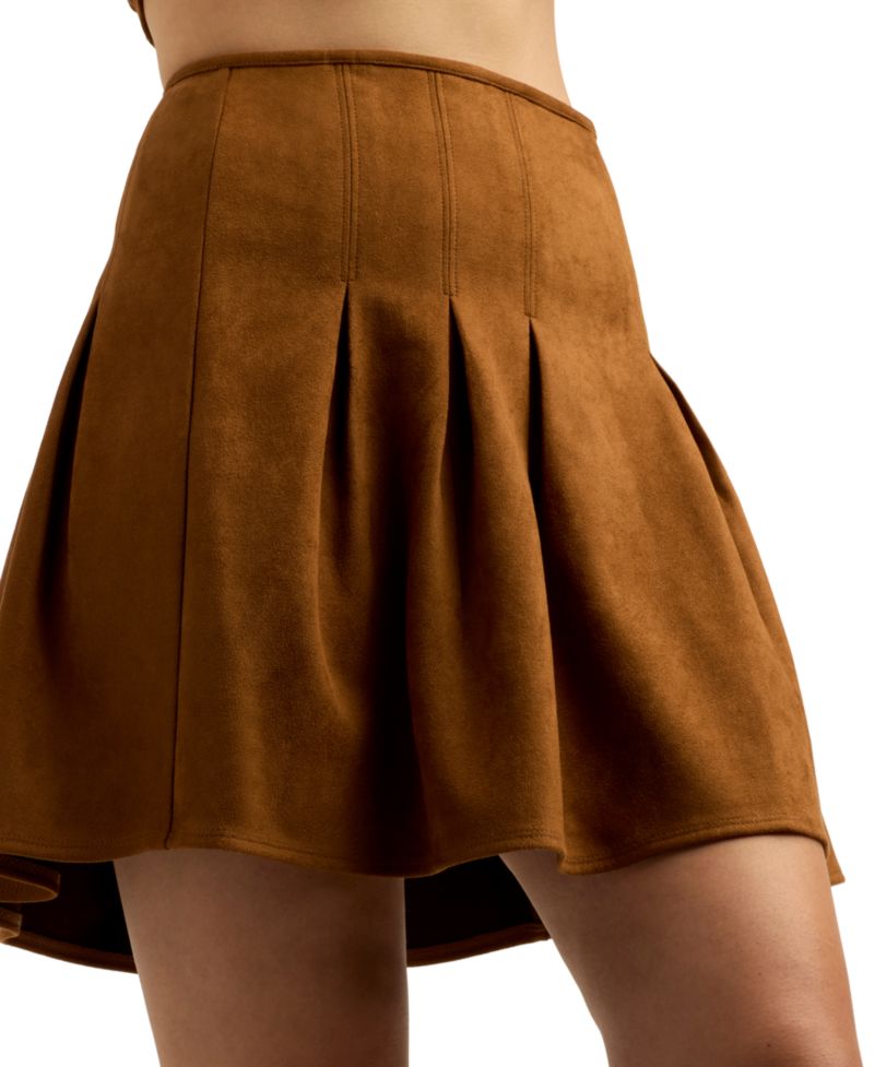 Juniors' Pleated A-Line Mini Skirt