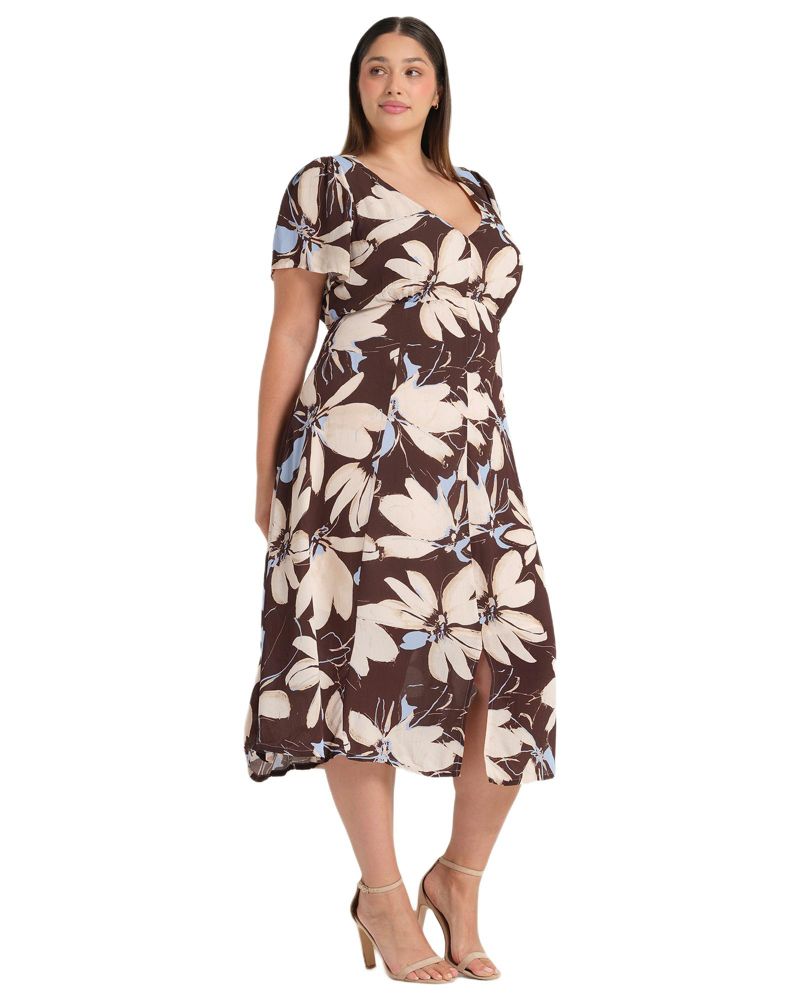 Plus Size Caroline Floral Empire Waist Midi Dress