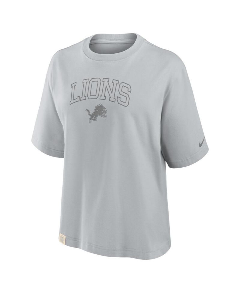 Women's Gray Detroit Lions Glory Arch Boxy T-Shirt