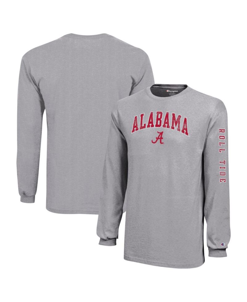 Big Boys and Girls Gray Alabama Crimson Tide Distressed Arch Over Logo Long Sleeve T-Shirt