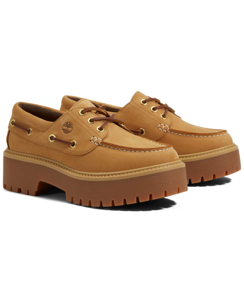 Women's Stone Street 3-Eye Premium Leather Platform Boat Shoes from Finish Line