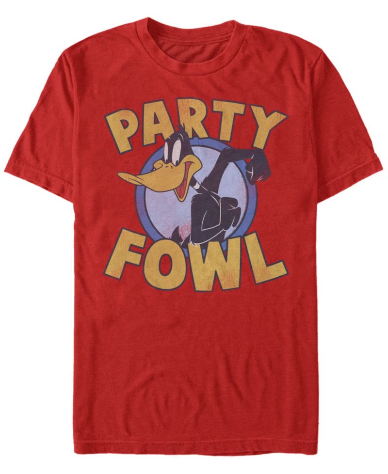 Looney Tunes Men's Daffy Duck Party Fowl Short Sleeve T-Shirt
