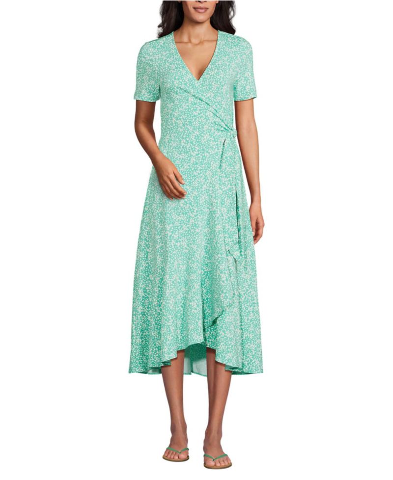 Women's Cotton Modal Vneck Wrap Midi Dress
