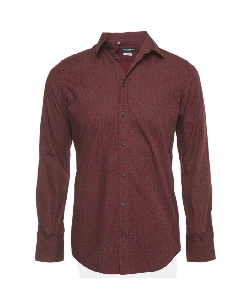 Dolce & Gabbana Men's Long-Sleeve Slim-Fit Metallic Gold Accents Button-Down Shirt