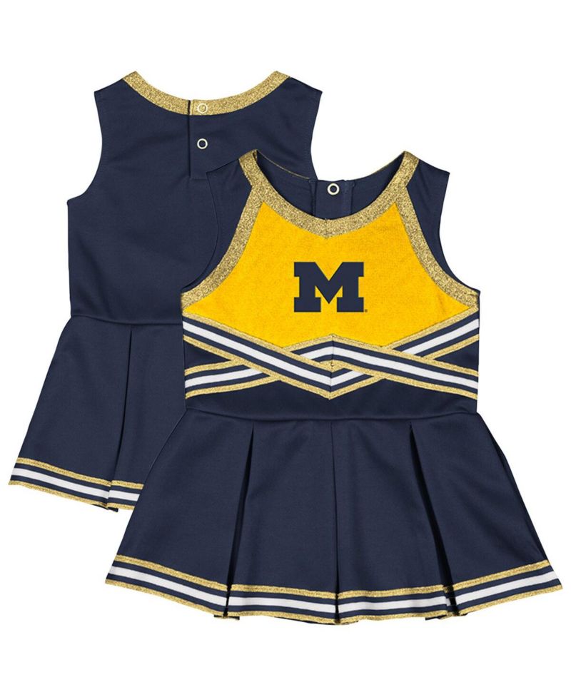 Girls Baby Boys and Girls Navy Michigan Wolverines Lollipop Park Cheer Dress