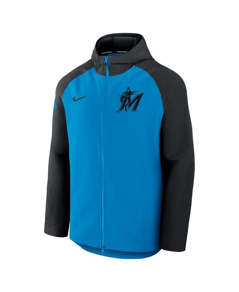 Men's Blue/Black Miami Marlins Authentic Collection Raglan Performance Full-Zip Jacket