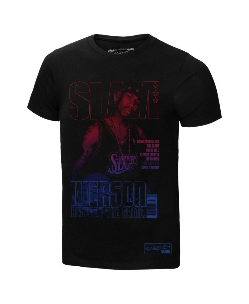 Men's Allen Iverson Black Philadelphia 76ers SLAM Gradient T-Shirt