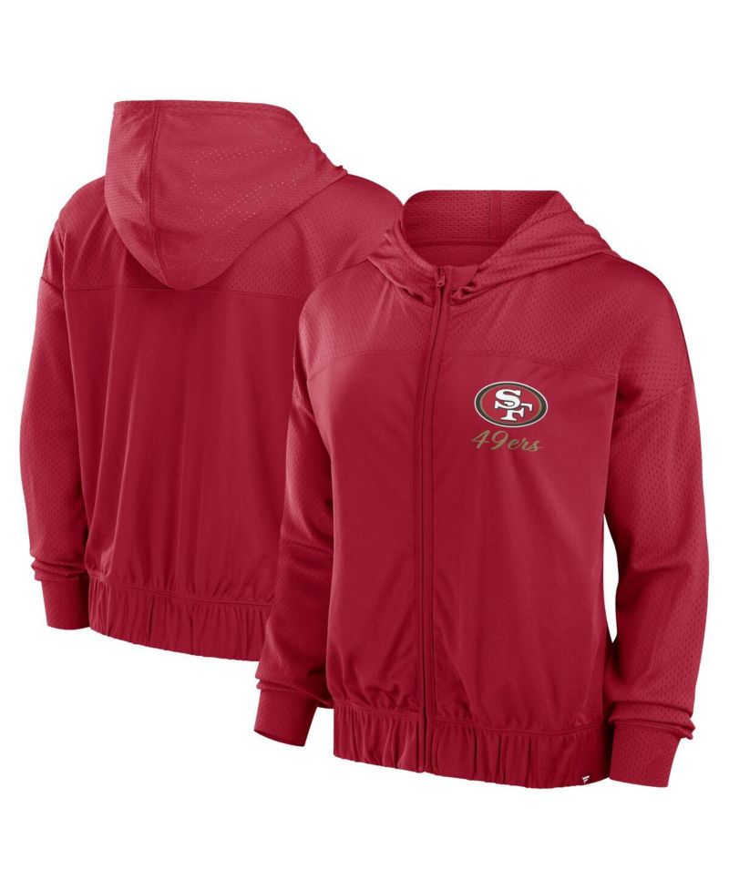 Women's Scarlet San Francisco 49ers Script Lock Full-Zip Hoodie