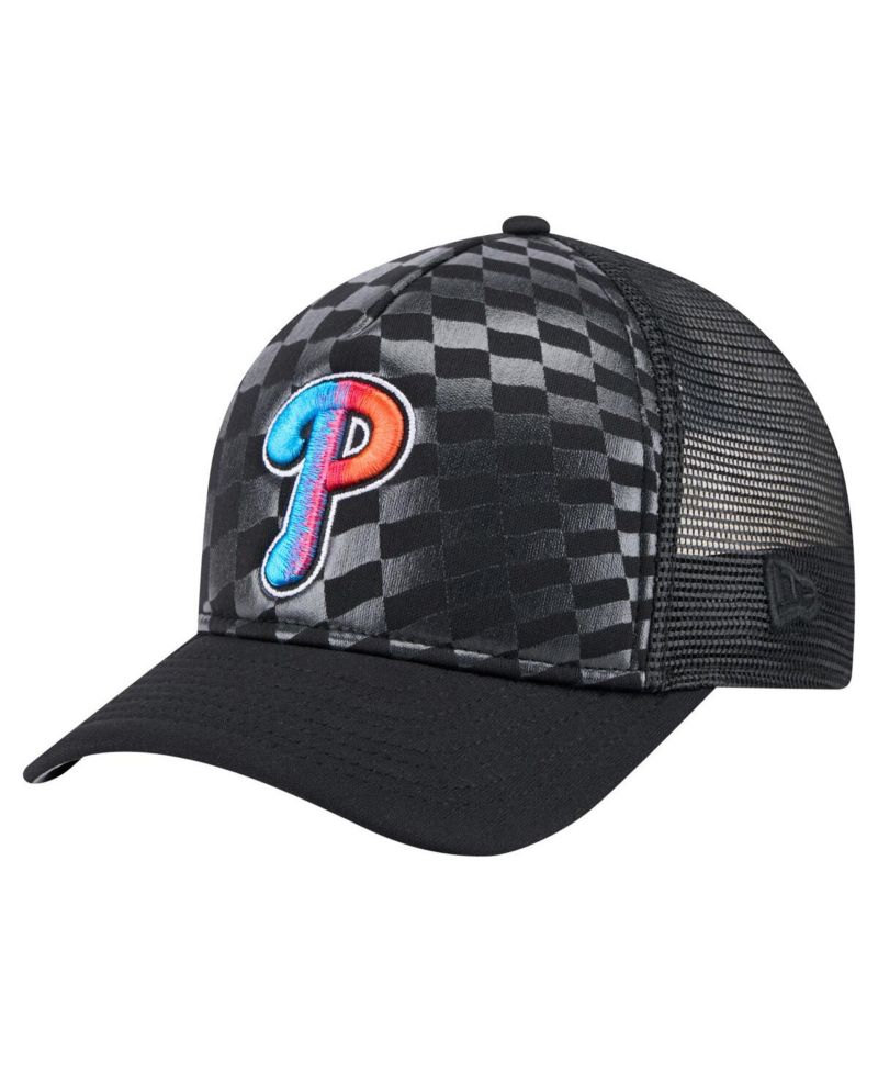 Men's Black Philadelphia Phillies Gradient 9FORTY A-Frame M-Crown Trucker Adjustable Hat