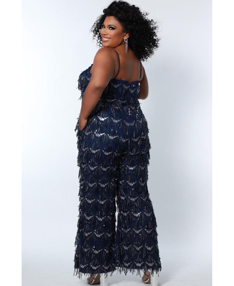 Women's Spaghetti Strap Sequin fringe Jumpsuit