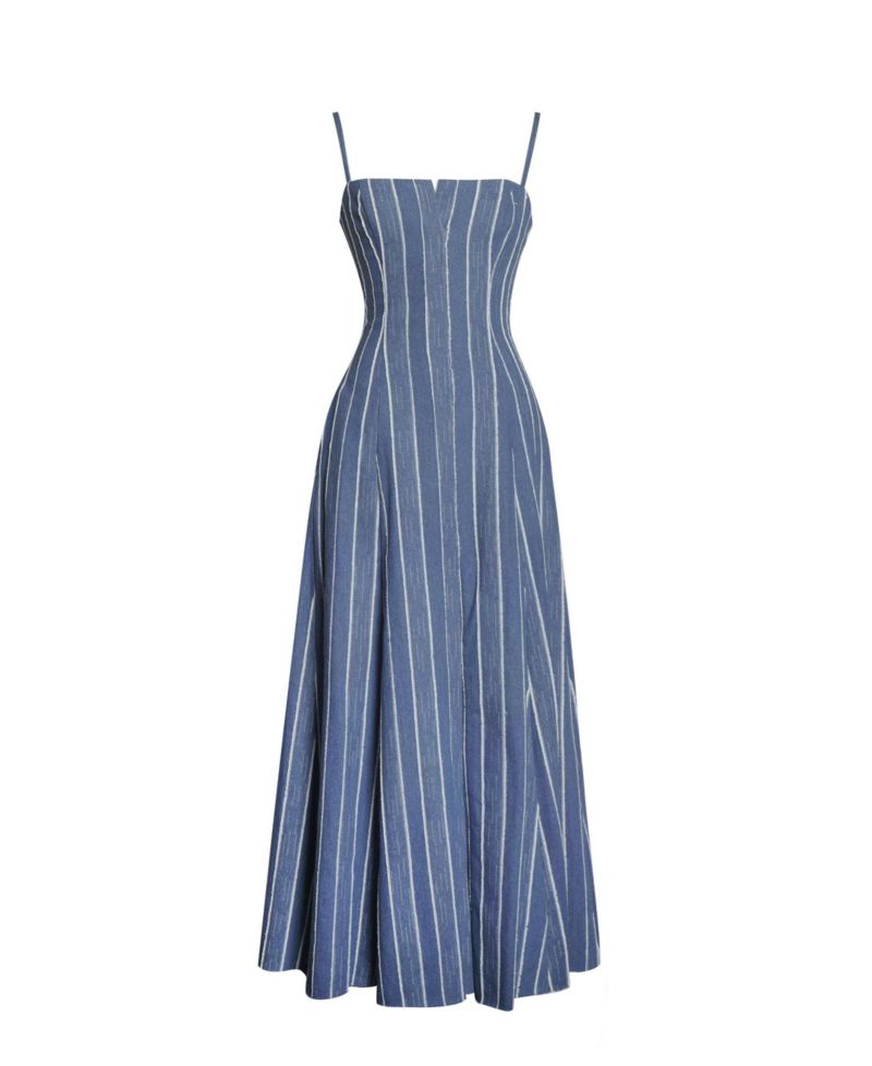 Women's Abygail Stripe Cotton Denim Maxi Dress