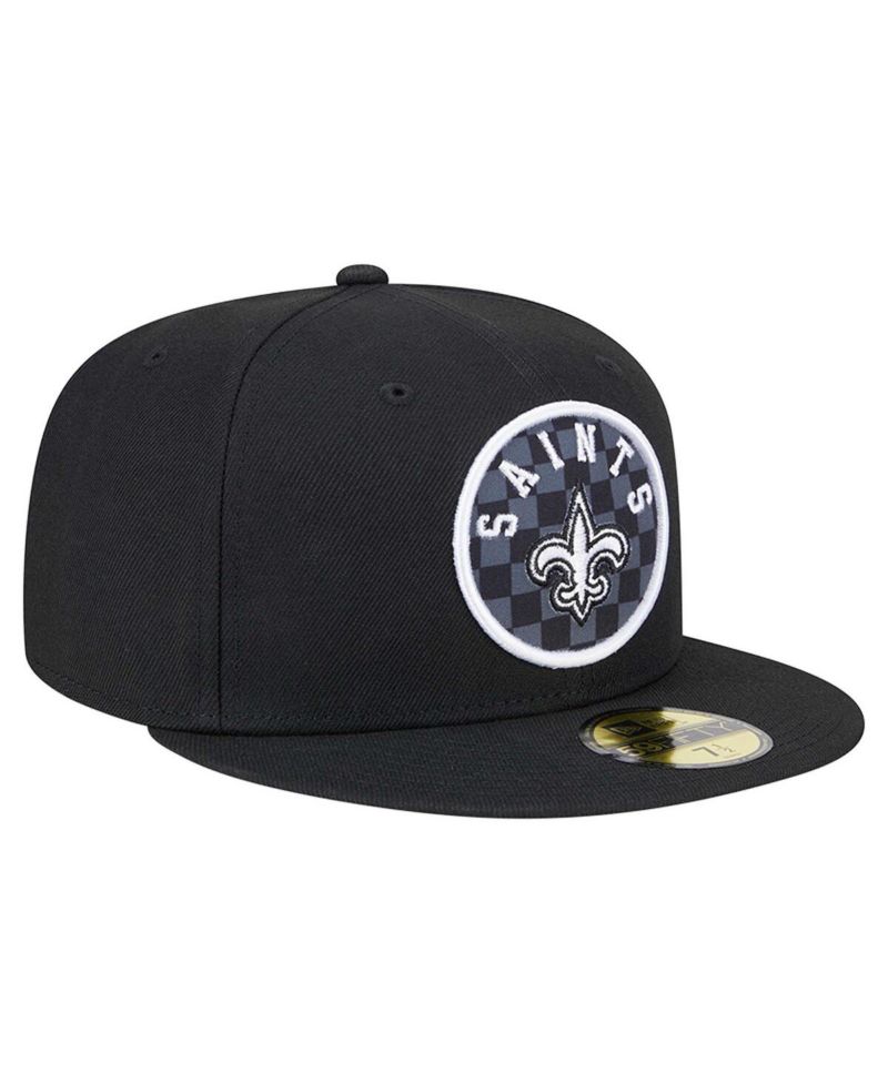 Men's Black New Orleans Saints Checkered 59FIFTY Fitted Hat