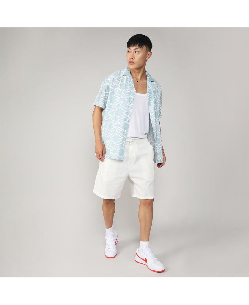 Men's Icy Blue Geometric Overlap Shirt