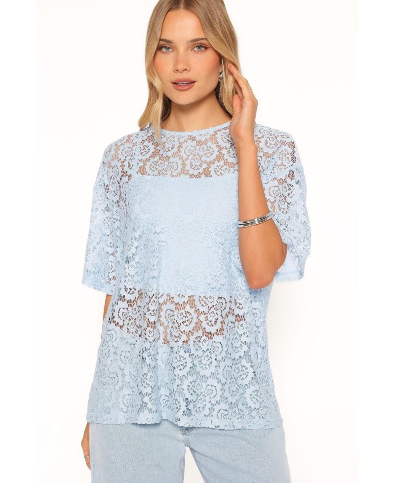 Women's Tia Sheer Lace Short-Sleeve T-Shirt
