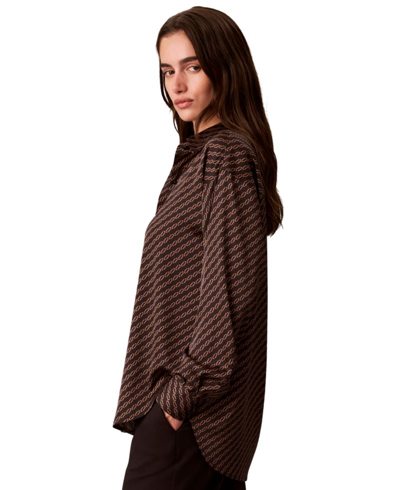 Women's Long-Sleeve Satin Blouse