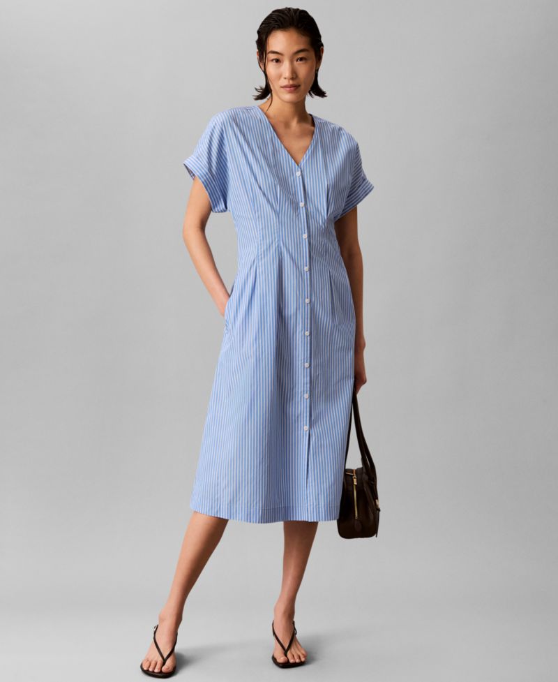 Women's Short-Sleeve V-Neck Shirt Dress