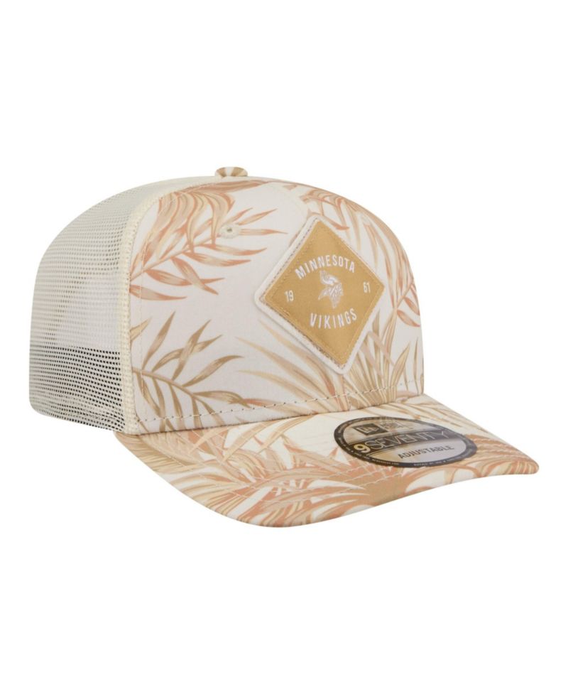 Men's Tan Minnesota Vikings Tonal Palm COOLERA 9SEVENTY Adjustable Trucker Hat