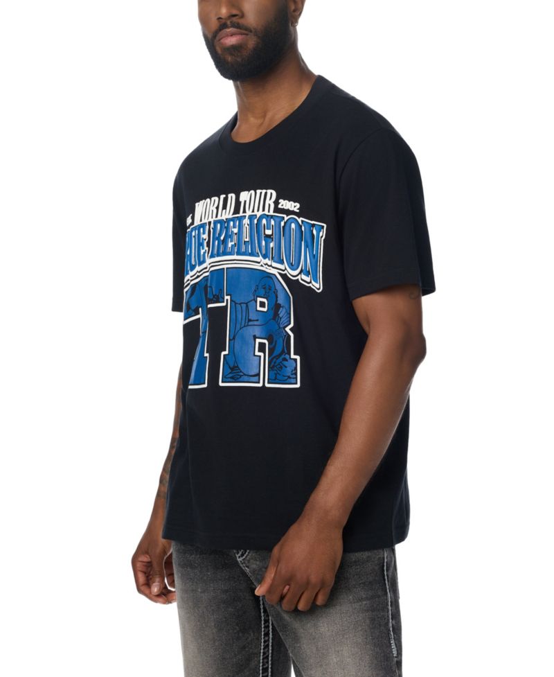 Men's Arched Logo Buddha Graphic Regular-Fit Puff-Print T-Shirt