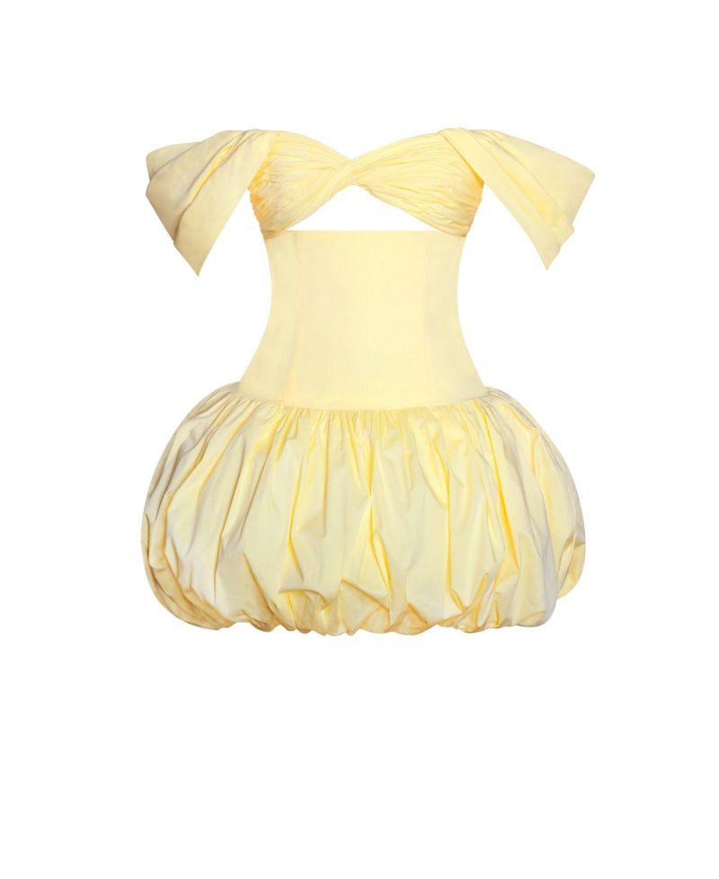 Women's Umika Butter Yellow Bubble Hem Mini Dress