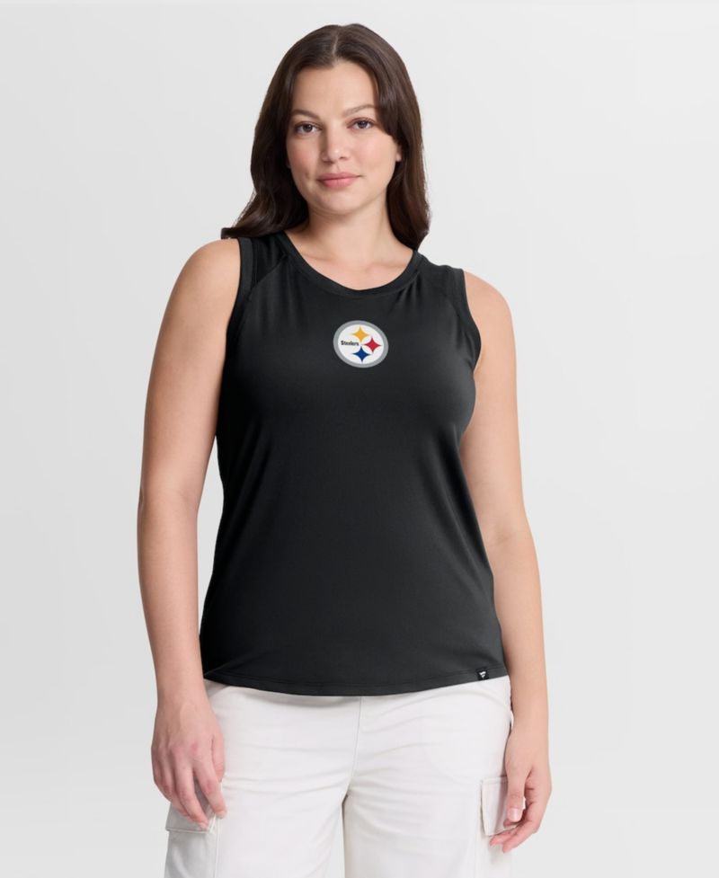 Women's Black Pittsburgh Steelers Draped Mesh Back Performance&iquest; Tank Top