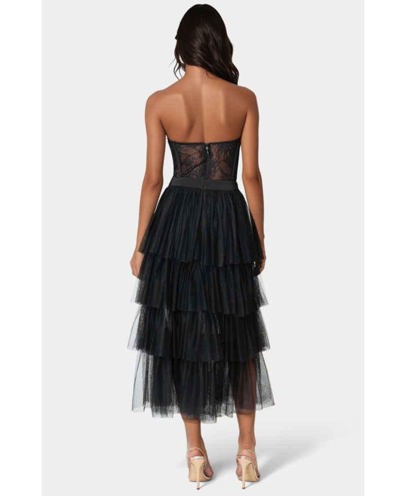 Women's Tulle Corset Midi Dress