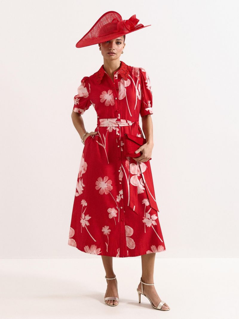 Women's Delphine Belted Midi Shirt Dress